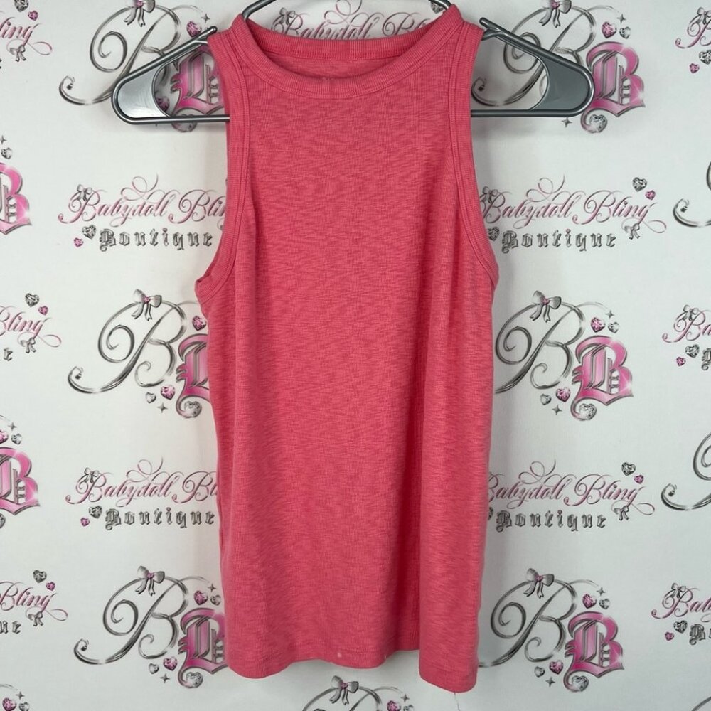 Rachel Zoe tank top mock neck high neck pink orange ribbed Coral Tank Top